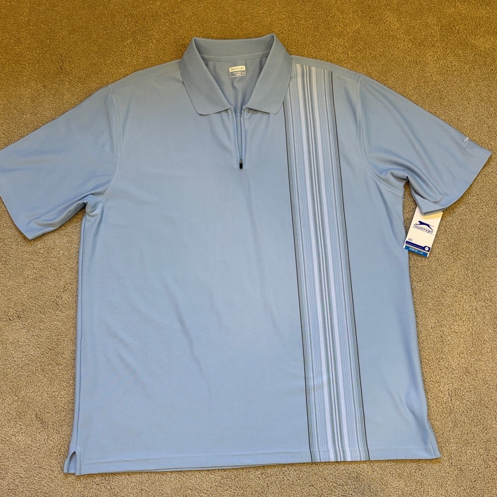 Slazenger Light Blue Polo with Vertical Stripes